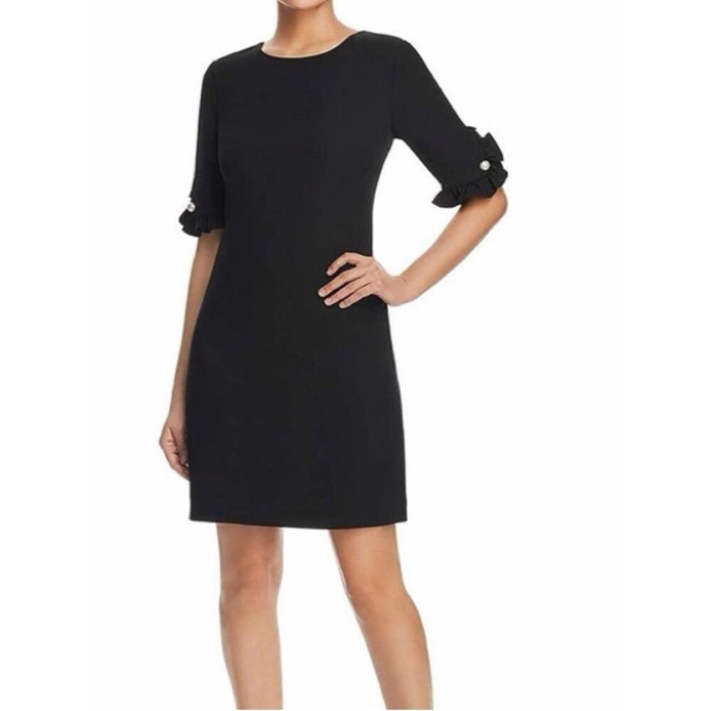 Karl Lagerfeld Paris Black Sheath Dress Pearl Sleeve Size 4 - Picture 2 of 9